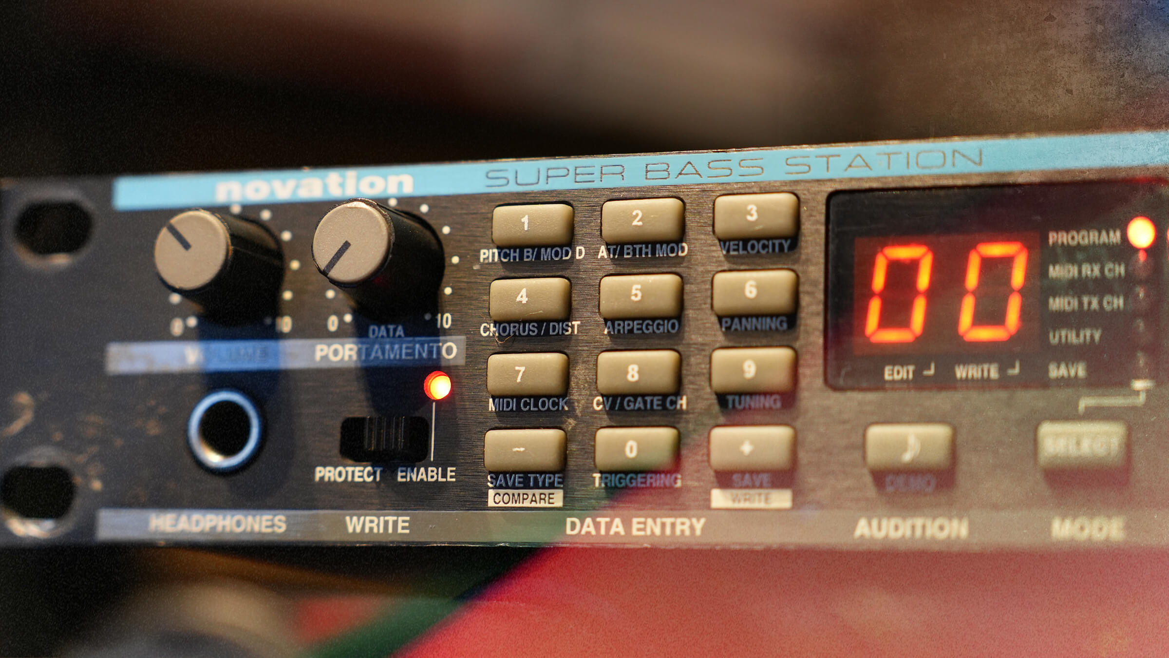 Closeup of Novation Super Bass Station Synthesiser