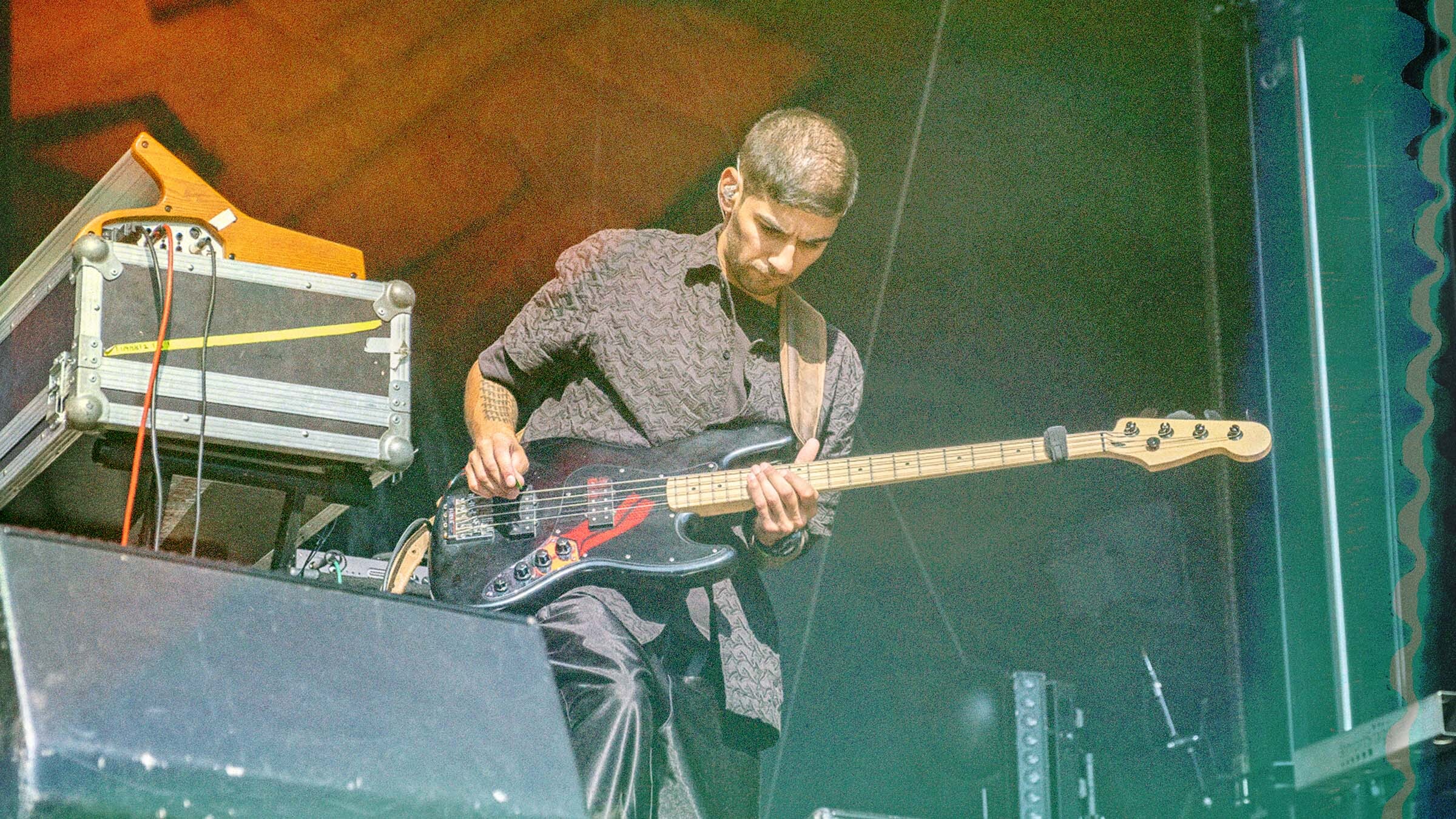 James’ rig includes live bass as well as a Moog Sub 37 